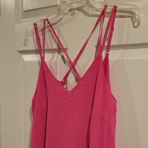 Bright Pink Strappy V-Neck Slip Dress
